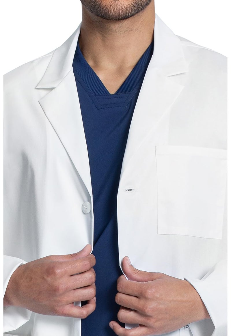 Cherokee Mens Lab Coat 30" Men's Consultation White Coat Durable, Mechanical Stretch - CK401, S, White - Image 3